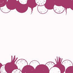 Purple beet illustrations forming decorative borders on a white background.