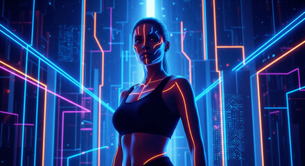 Futuristic Fitness A Glowing Athlete in a Digital World
