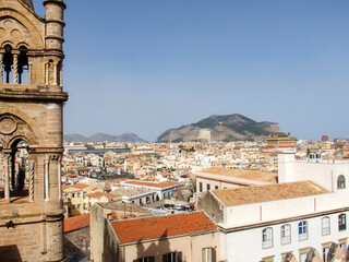 Overhead View of Palermo Cityscape Framed by Cathedral Tower, Sicily