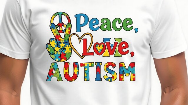 Peace Love Autism T-Shirt Design for Autism Awareness.