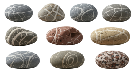 Stunning collection of nine patterned stones showcases earth's natural artistry and geological beauty in detail