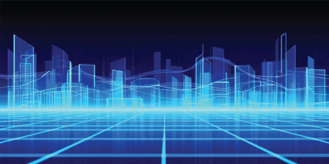 Abstract sound wave on blue background like a digital heartbeat or stock market chart