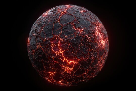 Molten sphere with cracked surface