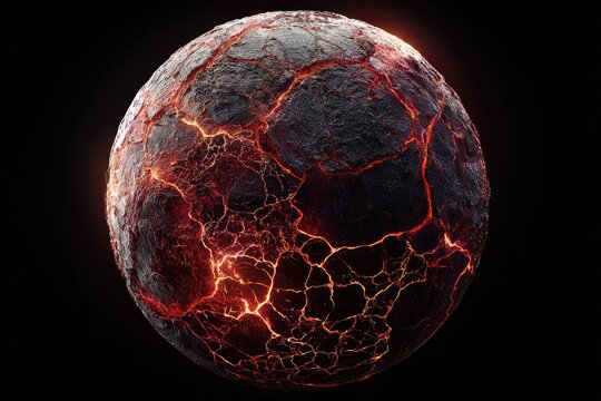 Molten planet with deep fissures