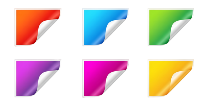 Colorful Curled Page Corners Set with Copy Space Isolated