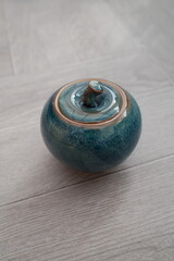 blue apple shape ceramic pot 