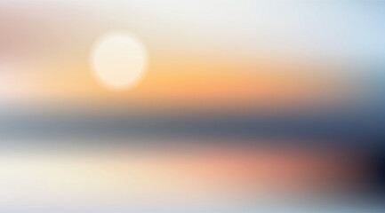 Blurred Sun, pastel colors, abstract shapes, horizon, for background use. This calm image features a gentle sunrise, suitable as wallpaper or banner. 165