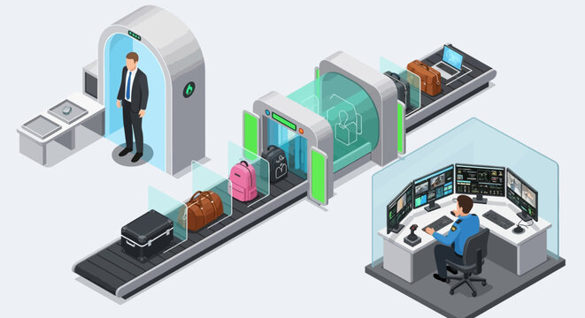 Airport Security Scanner and Luggage Inspection System.