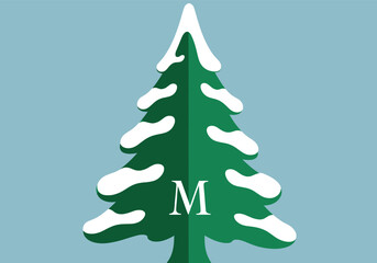 Minimalist Snow-Covered Pine Tree Illustration