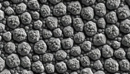 Detailed close up of a micro scale surface with rounded formations creating an abstract pattern