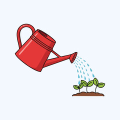 Gardening tools red watering can