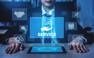 Customer service and support workflow with cooperation, communication, maintenance, and checklist icons for efficient service operation and user satisfaction Vouch