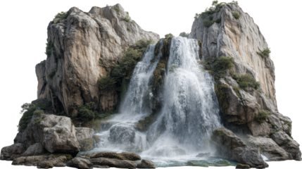 Beautiful natural flowing water cascade in the mountains 
