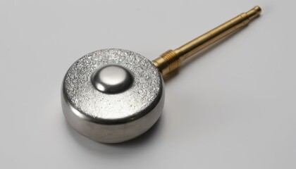 Obraz premium Close-up of a silver and gold knob control featuring intricate metal textures and design details