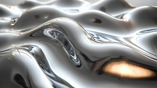Flowing metal waves abstract art studio setup modern design close-up perspective fluid dynamics