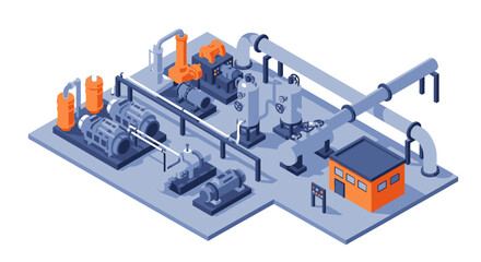 Industrial plant equipment machinery and pipelines for processing and production.