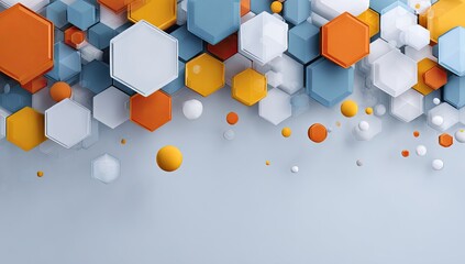 Abstract geometric pattern of hexagons and spheres