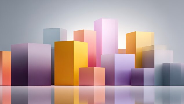 Abstract cityscape of vibrant, rectangular shapes