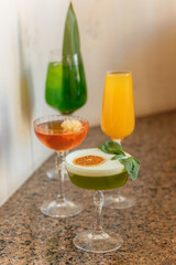 Set of colorful cocktails on the table