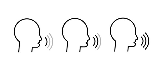 Voice and Speaking Icons Set. Communication, Discussion and Sound Symbols