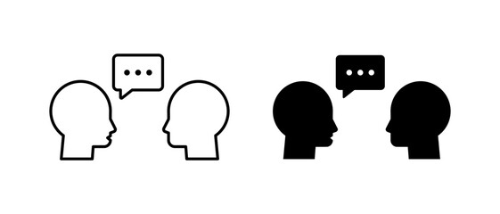 Voice and Speaking Icons Set. Outline People Communication, Speech Bubble Symbol
