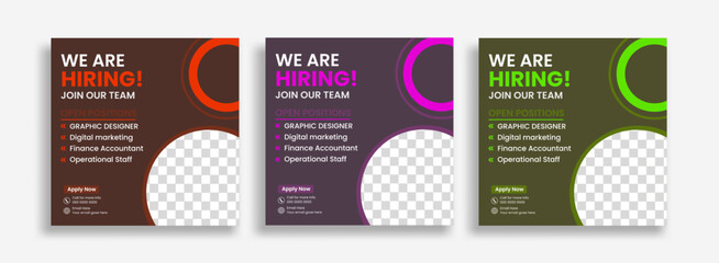 We Are Hiring Job Vacancy Social Media Post Template Modern Corporate Recruitment Flyer Design