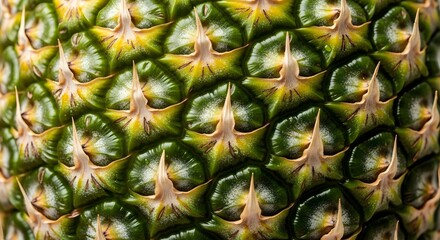 Fototapeta premium Close-up of the pineapple skin, showcasing its textured surface and natural beauty, highlighting the