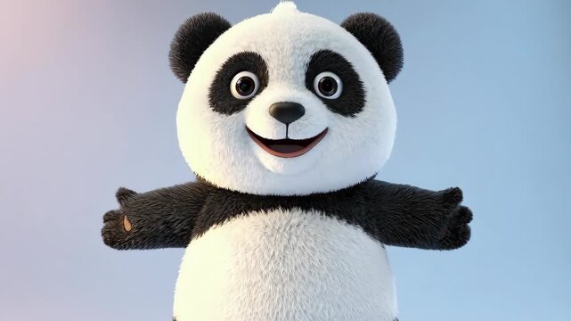 Cute cartoon panda waving hello