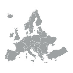 Grey Europe map isolated on white background