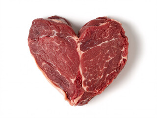 Fototapeta premium Express your love with a heart shaped steak for a romantic dinner, perfect for Valentine's Day grilling or a butcher shop advertisement
