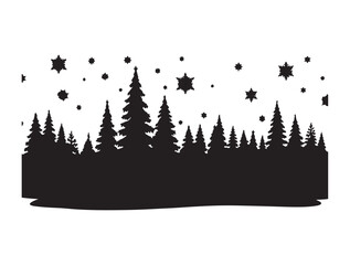  Forest image for Christmas in silhouette.