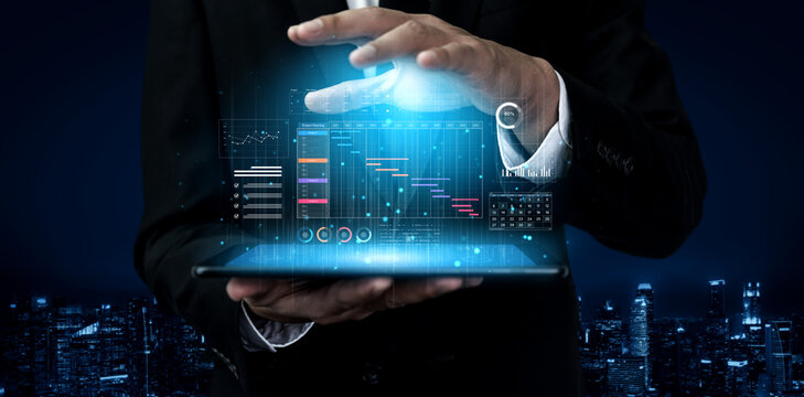 A project management dashboard for business. The interface features a Gantt chart to visualize the project timeline, task scheduling, and overall progress for efficient workflow. Fermion