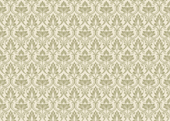 Green damask pattern vector in a seamless classic style, an elegant damask pattern vector for luxury decorative design, perfect refined damask pattern vector for textiles and wallpapers