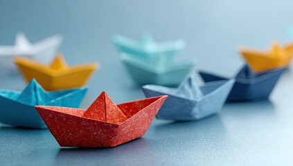 Colorful paper boats in a group (1)