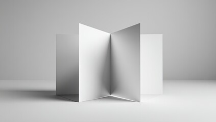 Blank folded paper brochure on a plain background