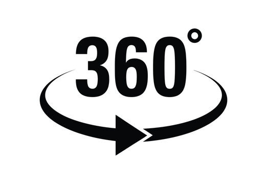 360 Degree View Icon - Panoramic, Rotation & Full Perspective Symbol