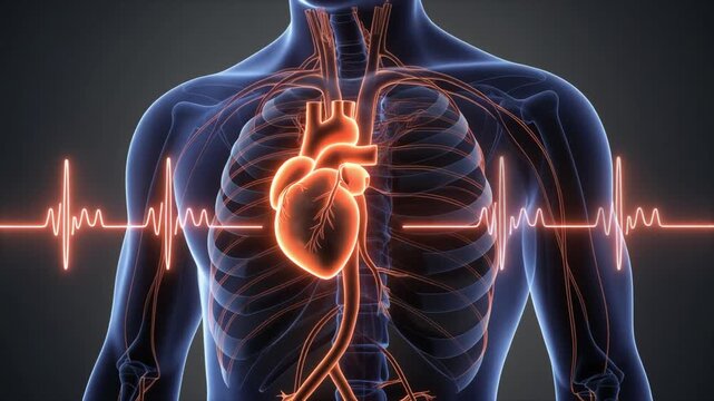 Human Body Scan Animated Heartbeat Cardiological Display 3D Render
