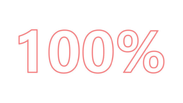 Red Outline 100 Percent Text on White Background