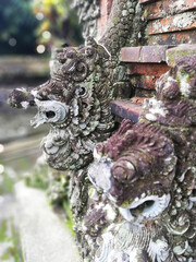 Traditional Balinese temple reliefs, in old condition