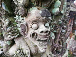 Traditional Balinese temple reliefs, in old condition