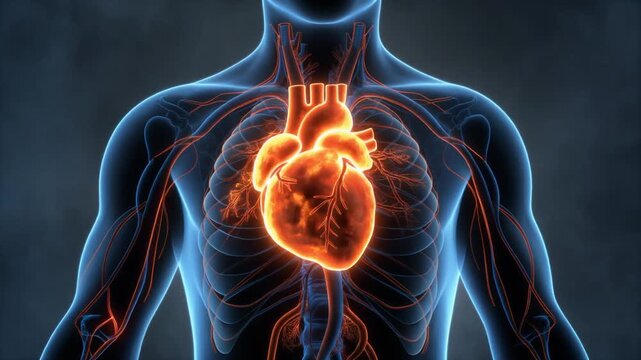 Futuristic Human Heartbeat and Vascular System 3D Medical Science