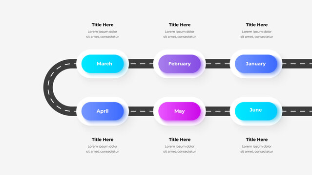 Roadmap Infographic Vector. Monthly Step Diagram with Modern Path for Planning. Scheduling. Annual Strategy and Progress Overview