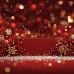 Elegant Christmas sale banner in rich red and gold tones, featuring festive lights and a modern layout ideal for seasonal promotions and marketing.