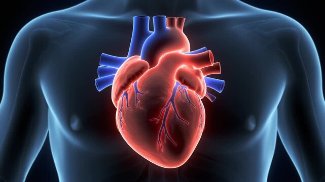 Beating Human Heart Xray View Medical Animation Health and Biology Loop