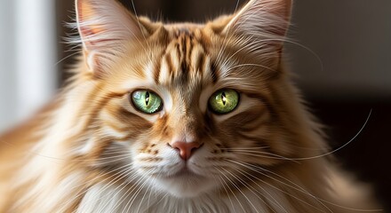 "Adorable domestic cat in warm natural lighting, sharp detail, expressive eyes, soft fur texture, cozy indoor atmosphere, professional pet photography, high-resolution portrait