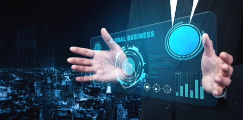 Global business partnerships and international trade concept. A dashboard for worldwide market analytics, data visualization, and company strategy. Motif