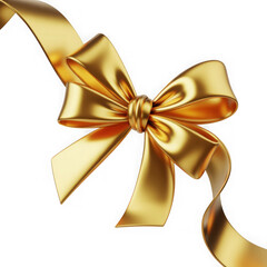Luxurious golden bow on a black background, festive celebration element isolated on transparent background