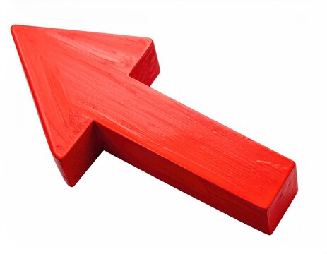 Red 3D arrow points up-right. Plain white background