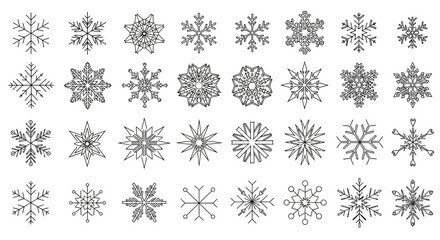 Delicate Snowflake Icons Elegant Winter Season Ornament Collection