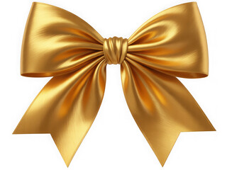 Luxurious golden ribbon bow isolated on black background isolated on transparent background